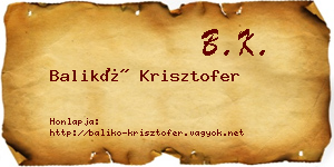 Balikó Krisztofer névjegykártya