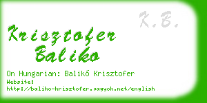 krisztofer baliko business card